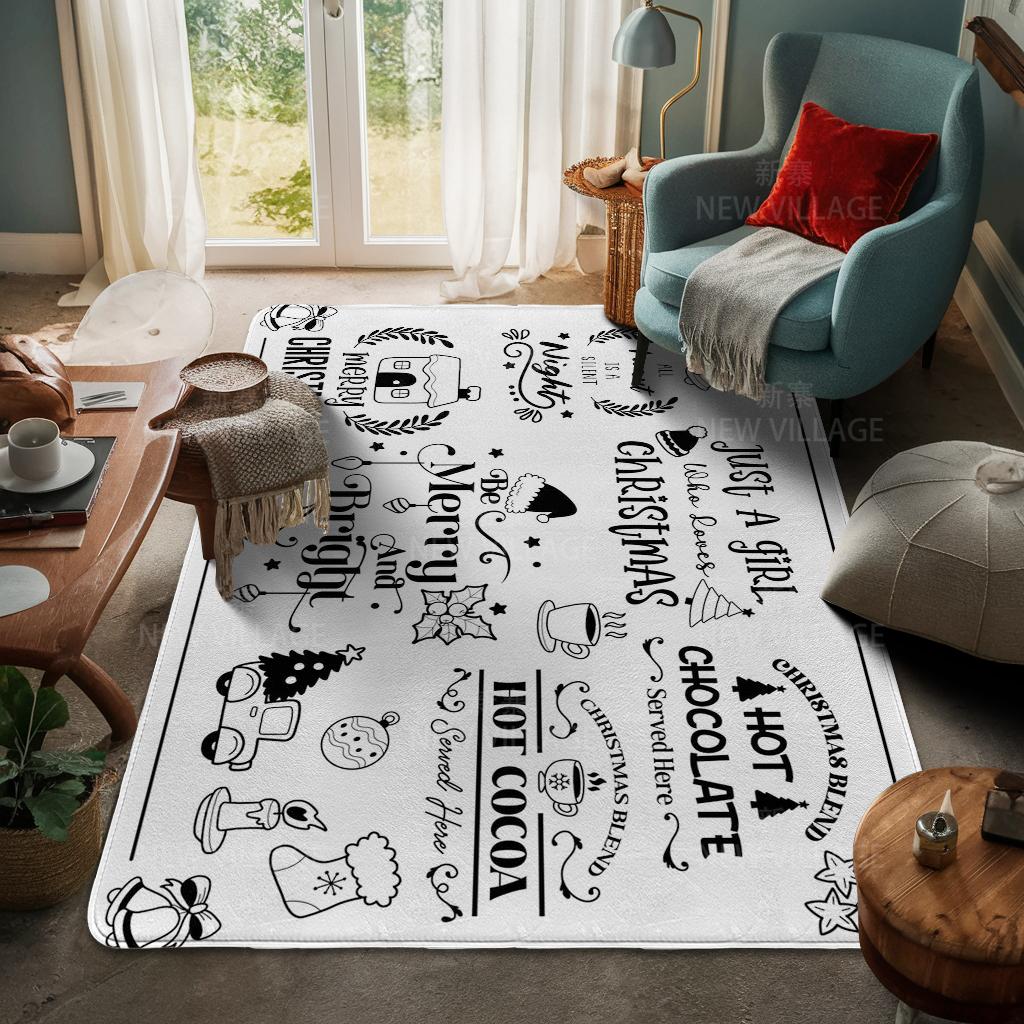 House Entrance Carpet Home Door Mat Living Room Bath Foot Bathroom Non-slip Water Absorption Rugs Bath Merry Christmas Winter