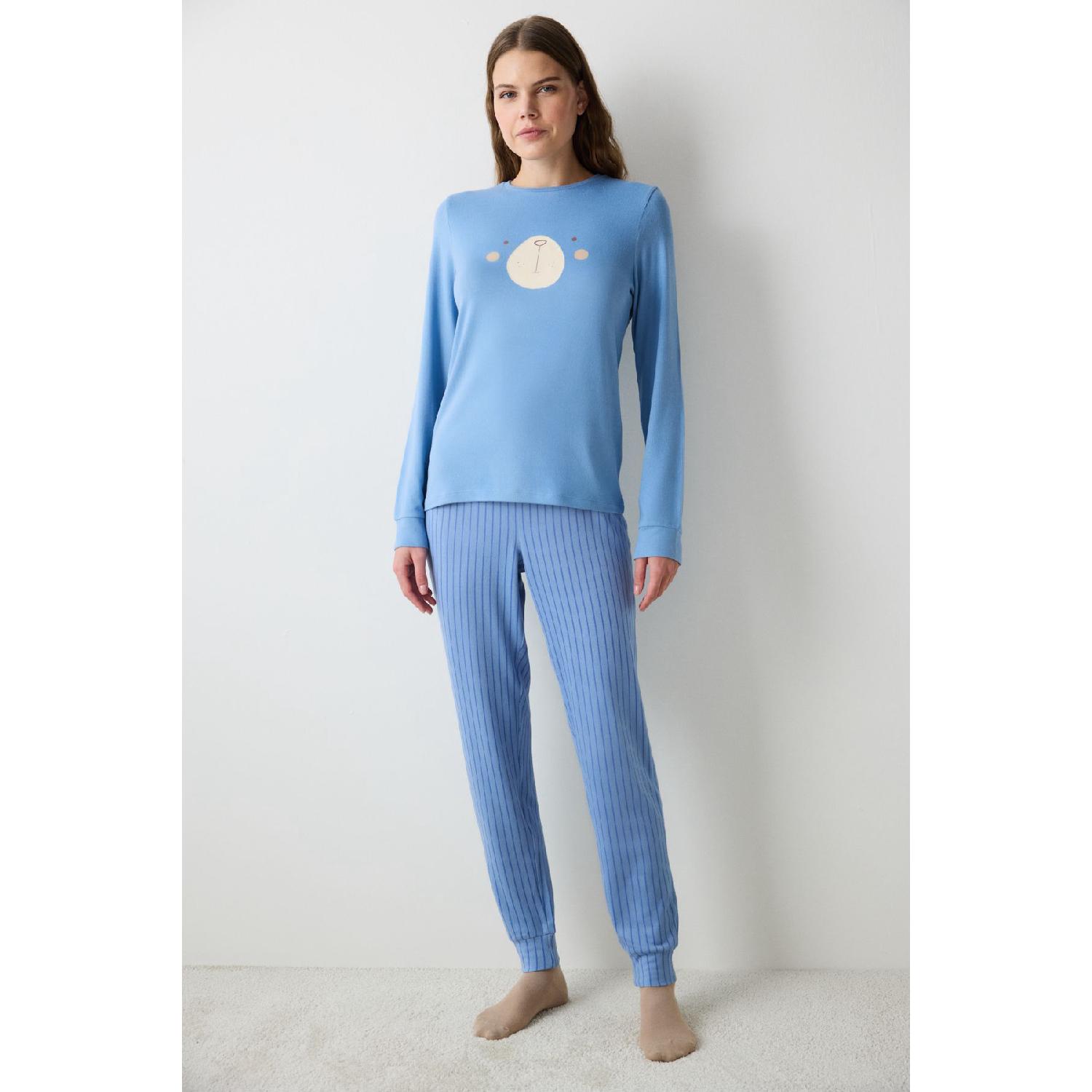 

Cute Bear Light Gray Thermal Pants Pajama Set S