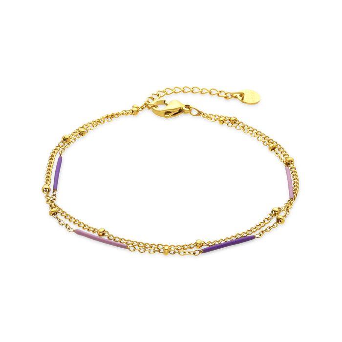 Bracelet - Luxenter - Lueo - Laque multicolfinition ore - finition or 18 carats - 16 cm + 3 cm de rallonge