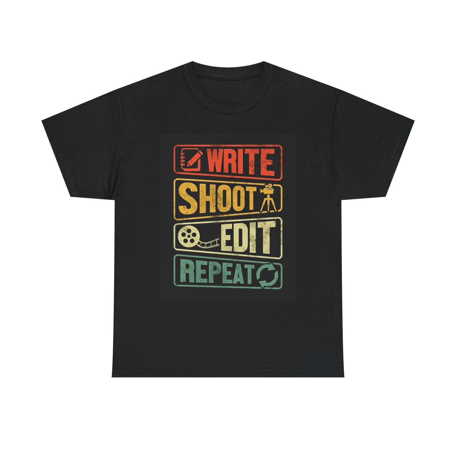 Write Shoot Edit Repeat Graphic T Shirt Mens Womens Tees Top Unisex Heavy Cotton Tee M