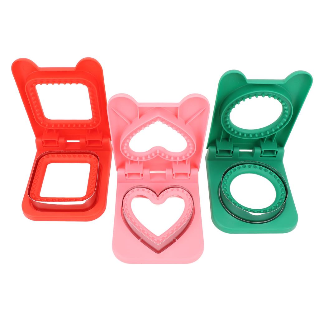 3ks Vykrajovátko a svařovačka na sendviče Vykrajovátko na sendviče do svačinových boxů Bento boxů Obdélníkové Červené Kulaté