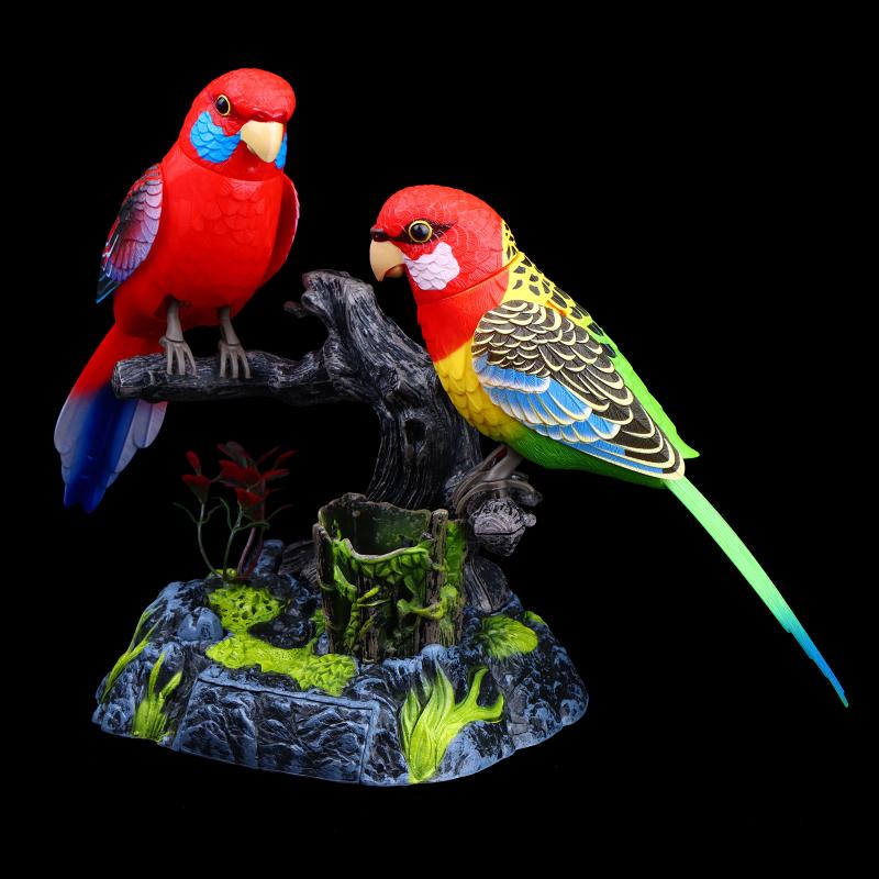 Electronic Sound Activated Motion Sensor Singing Parrot Toy With Realistic Chirping And Moving Actions For Home Decoration