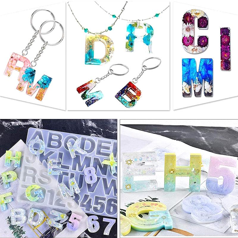 Transparent Letter Silicone Mold Letter And Number Mold Epoxy Resin Molds For Diy Jewelry Dried Flower Resin Crafts Tool