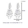 Rhodium-Plated American Diamond Studded Oval & Leaf Shaped Drop Earrings For Girls and Women
