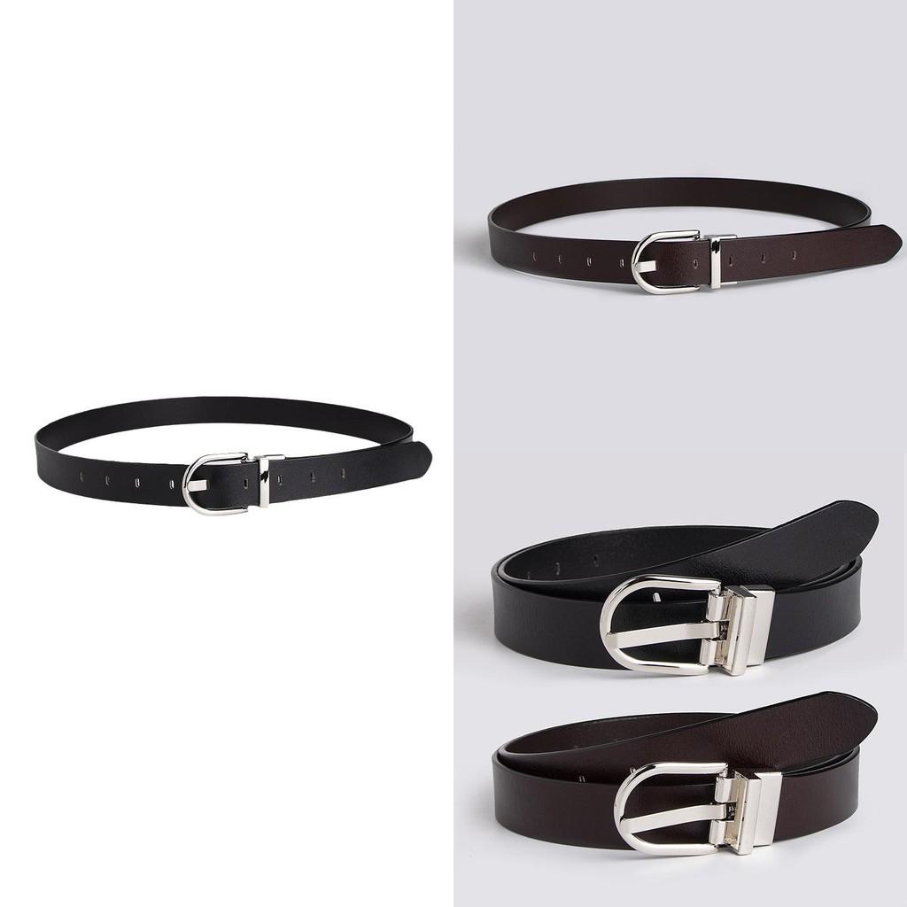 Womens Leather Waist Belt With Geometric Design And Metal Pin Buckle For Professional Attire