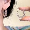 Luxury Geometric Crystal Circle Earrings for Women Elegant Temperament High-End Zircon Hoop Earring Daily Commuting Fine Jewelry