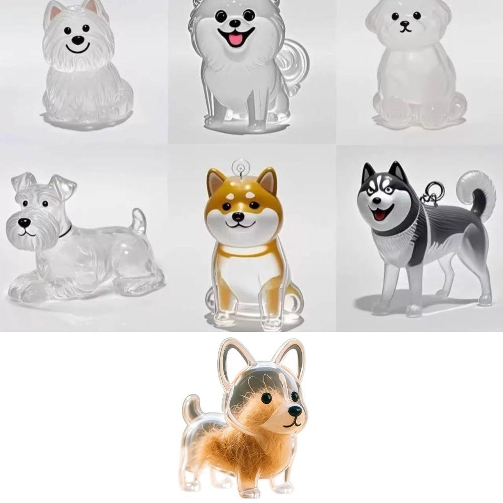 Transparent Dog Hair Collection Pendant Bichon Husky Corgi Gifts Dog Hair Storage Box Portable Pet Fun Keychain