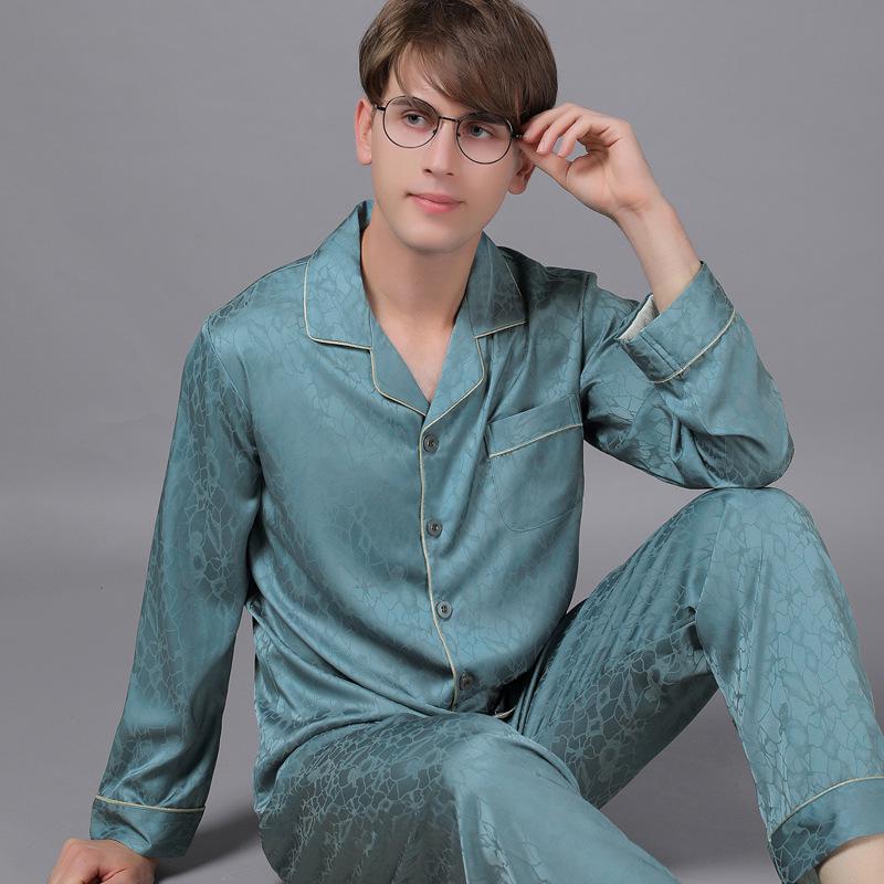 Men's Long Sleeve Silk Pajama Set - Spring & Autumn
