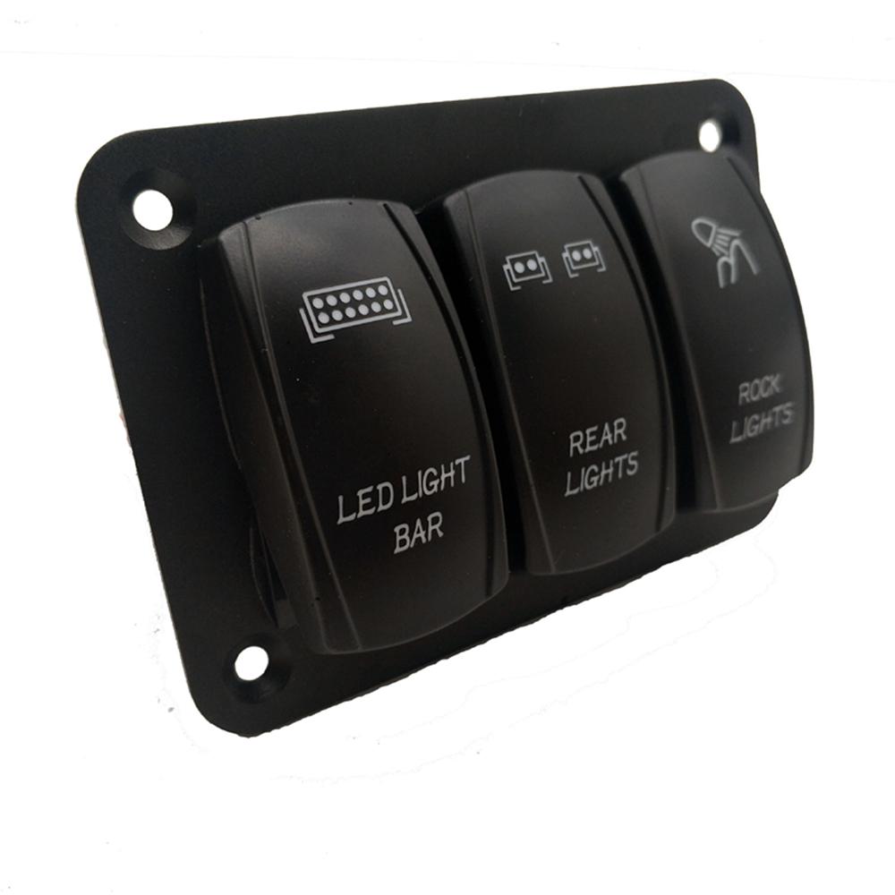 New 12V/24V 3 Gang Toggle Rocker Switch Panel Blue LED Light for Car Marine Boat