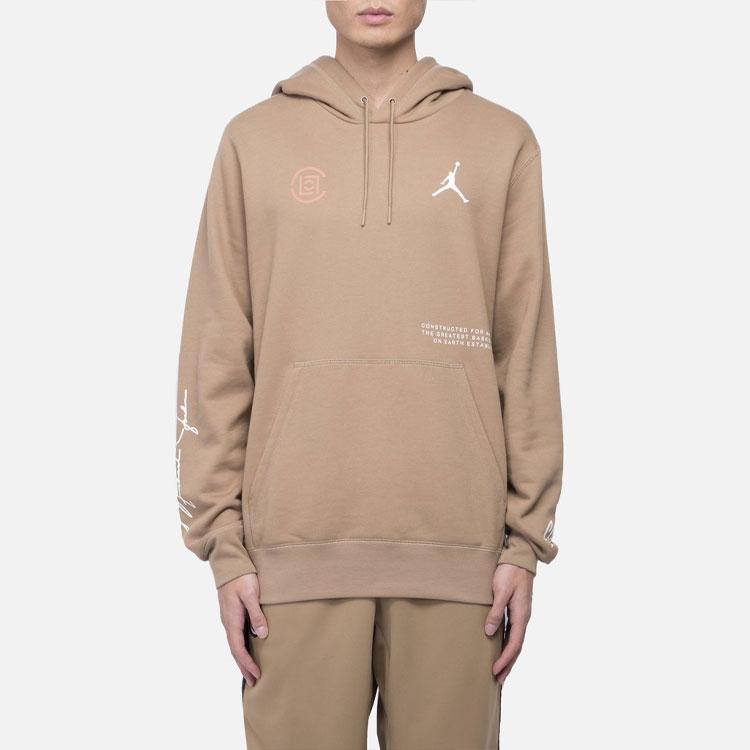 Jordan X CLOT Logo Print Sports Pullover Hoodie Men Tops Canteen-Brown AR8396-213