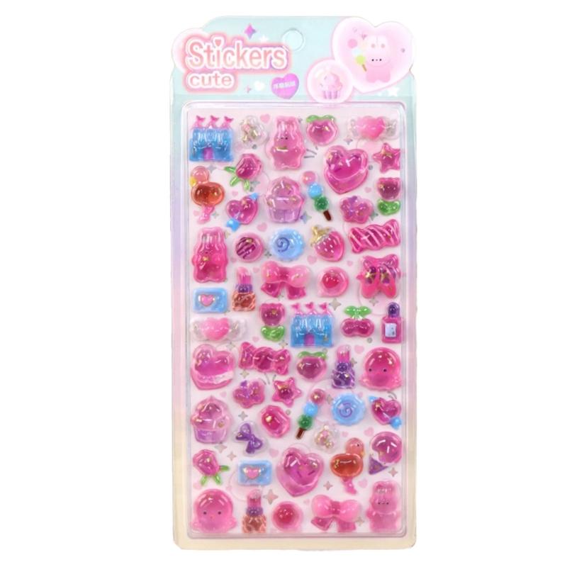 

Lovely Cartoon Embosseds Sticker for Craft and Journal Decoration Safe Materials Easy To Remove