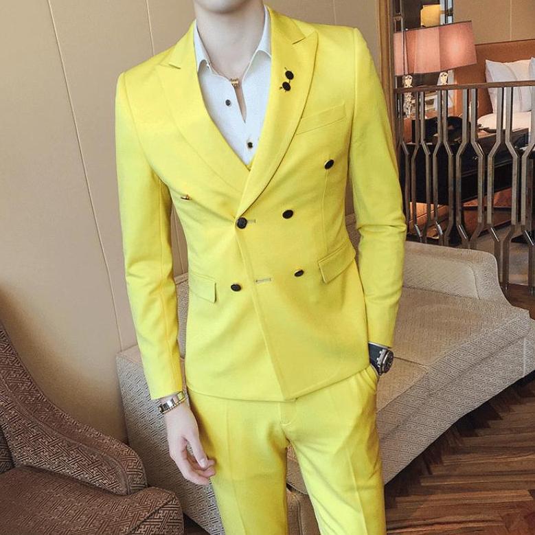 Buy Men Solid Wedding Suit Slim Fit 3 