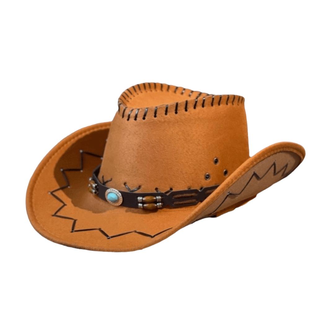 Wide Brim Fedora Hat Leather Belt Sun Hat Travel Western Cowboy Hat  Camping