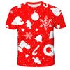 Boys' Merry Christmas Short Sleeve Summer Kids' Cartoon Santa Claus Elk Print T-shirt Casual Tshirt Loose Clothes Children Top