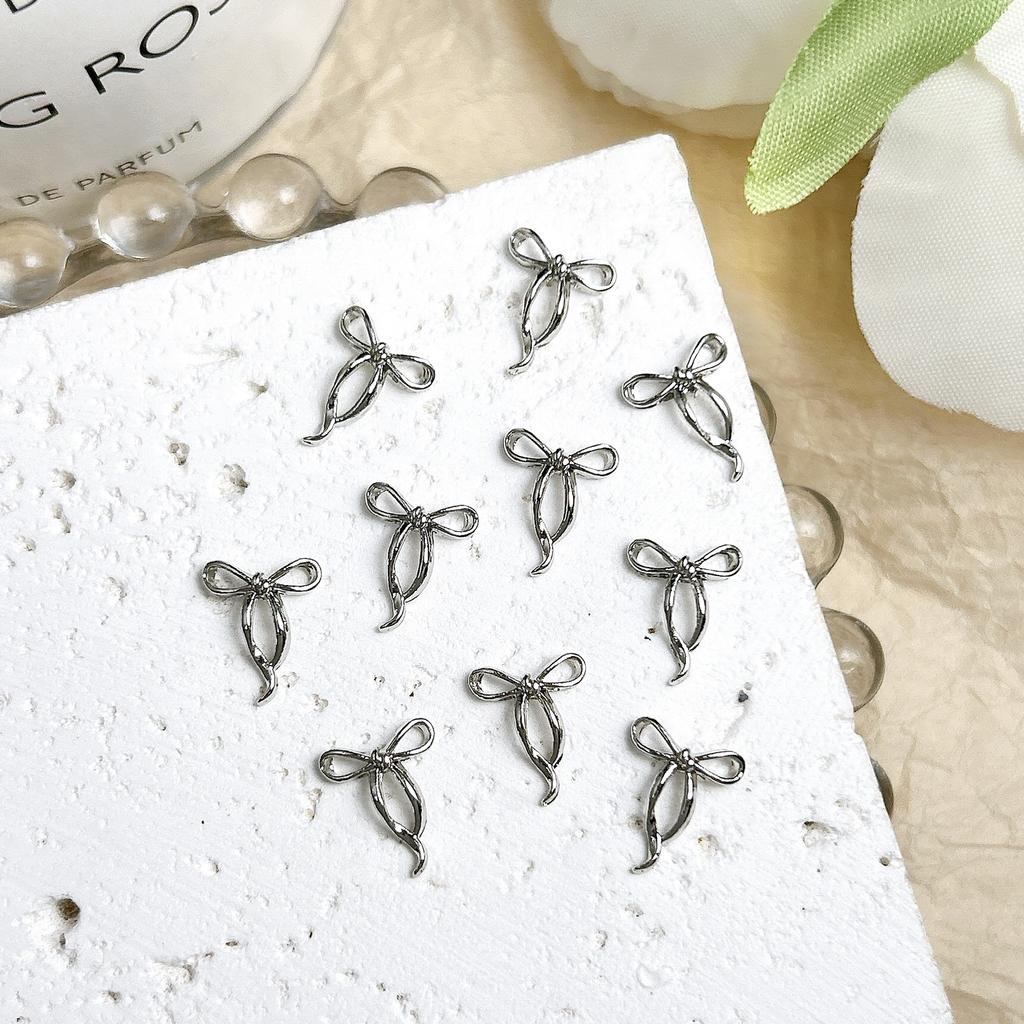 Acessórios para Nail Art Liga Mini Laço Fita Dourada Liga K Branca Decoração de Unha Simples Gravata Borboleta 3D