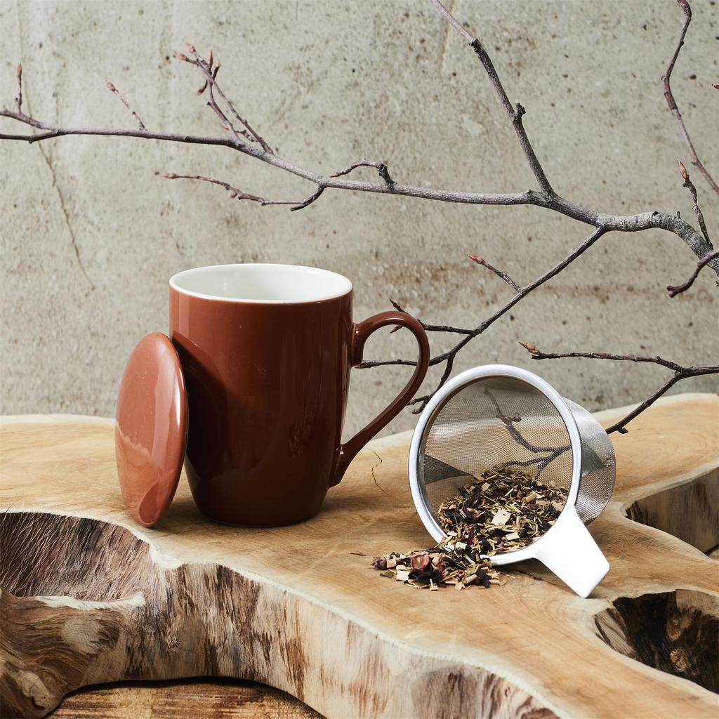 Mira Orange Mug With Infuser And Stoneware Lid