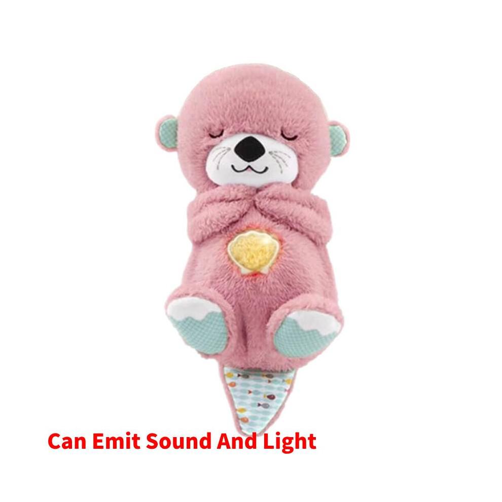 (Rosa) Con Movimento Respiratorio Giocattolo Lontra per Dormire Rilassante Giocattolo Musicale di Peluche per Bambini