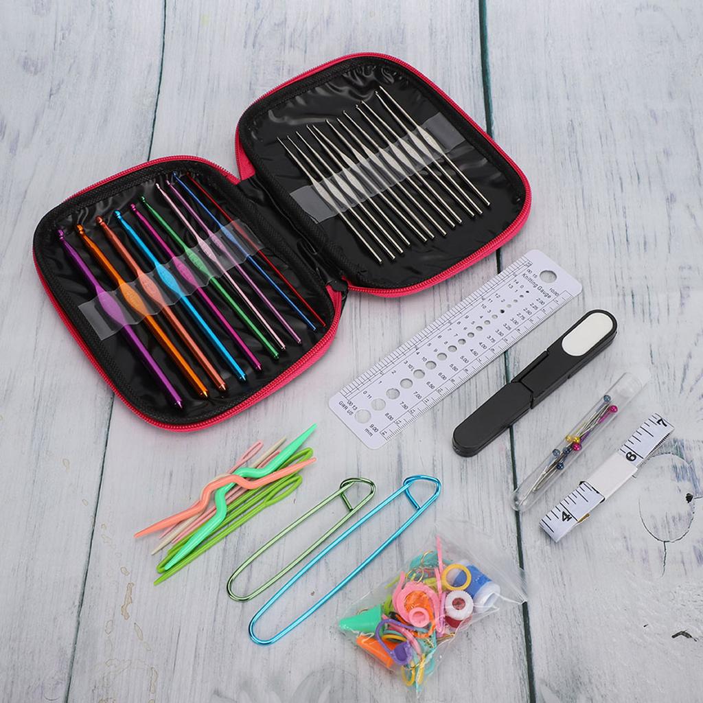 100PcsSet Sweater Knitting Tool 22 Metal Crochet Set Needles Sewing Tools Kit with DIY