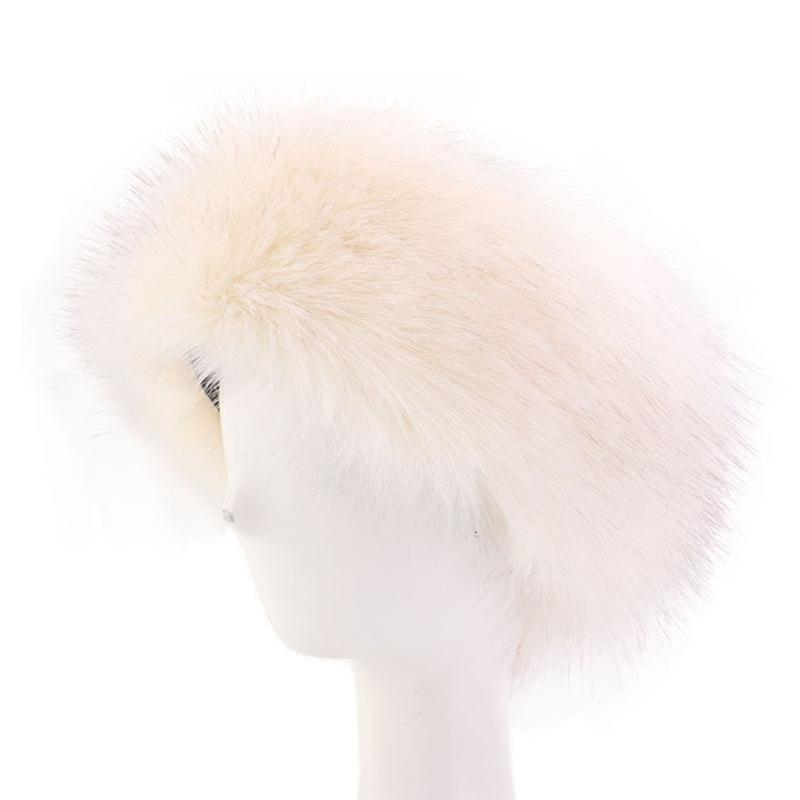 Fashion Fluffy Winter Warm Cap Wide Headband Elastic Outdoor Ski Hats Furry Ear Warmer Soft Warm Earmuff for Women