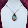 Spiny Oyster Copper Turquoise Pendant Copper Wire Wrapped Gemstone Jewelry