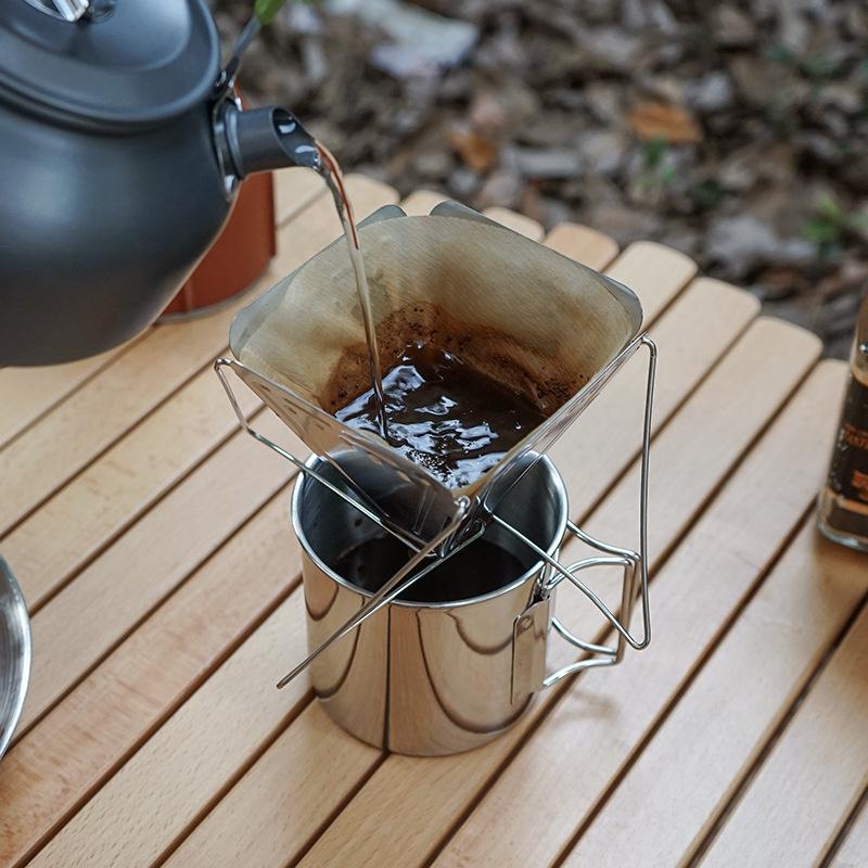Portable Stainless Steel Coffee Dripper Stand for Outdoor Camping