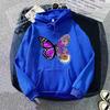 Sweat à capuche décontracté pour femme pour le printemps avec motif papillon imprimé et cordon de serrage