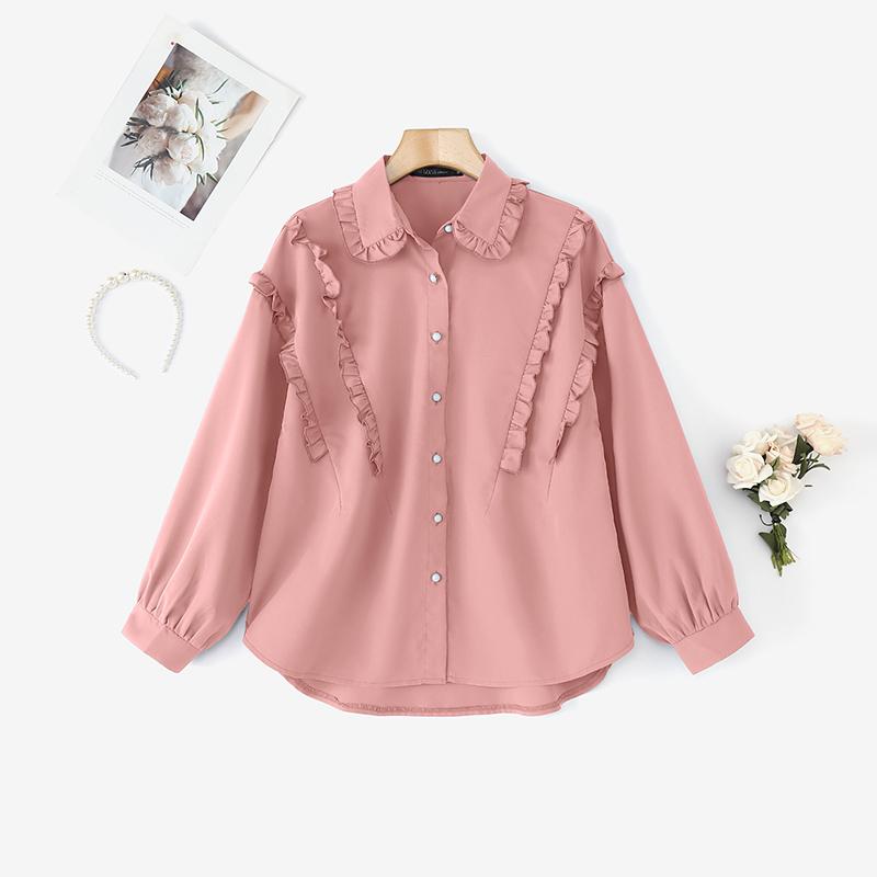 ZANZEA Women Turn Down Collar Loose Causal Long Sleeve Blouse