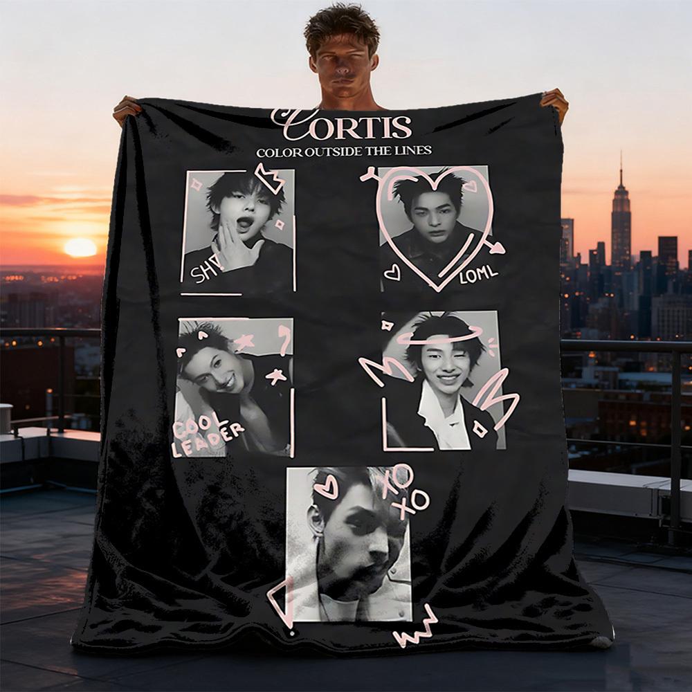 1pc K Pop, Cortis Outdoor Flannel Blanket, Soft,