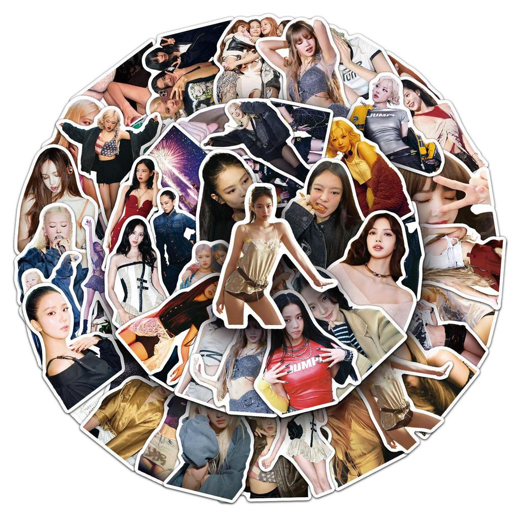 BLACKPINK Stickers: 50 Sheets of Waterproof DIY Decoration for Journals, Phones, and Guitars Featuring Girl Group Members