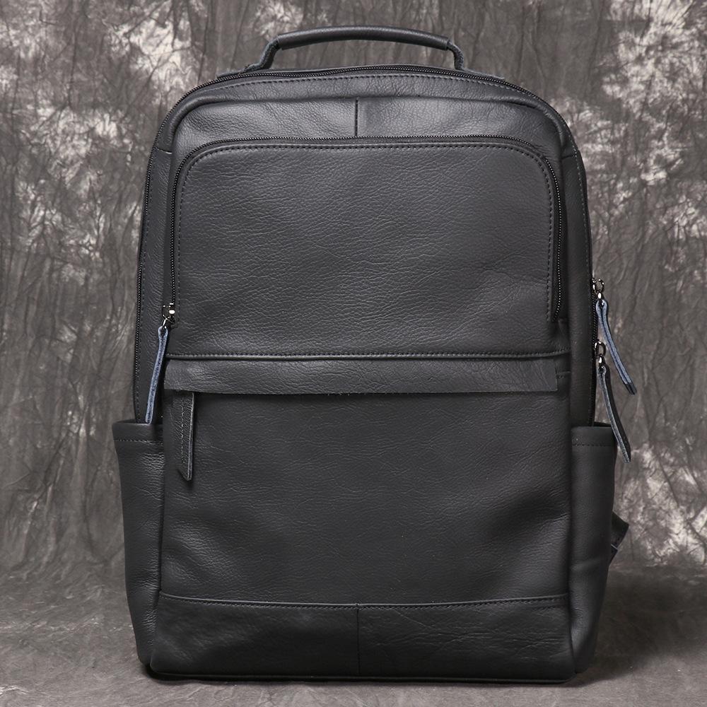 Retro First-Layer Cowhide Men'S Travel Backpack Women'S Leather Computer Backpack Large-Capacity Handbag