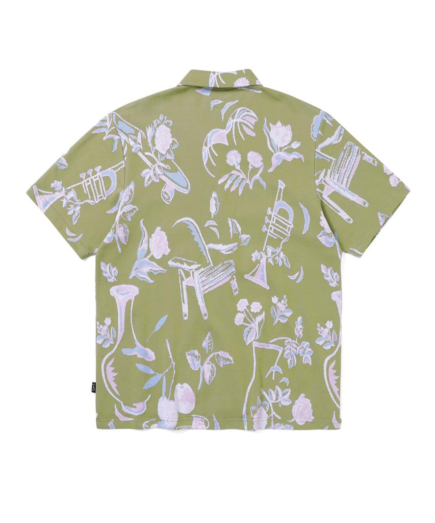 THISISNEVERTHAT Object Jacquard Button Up Top Green