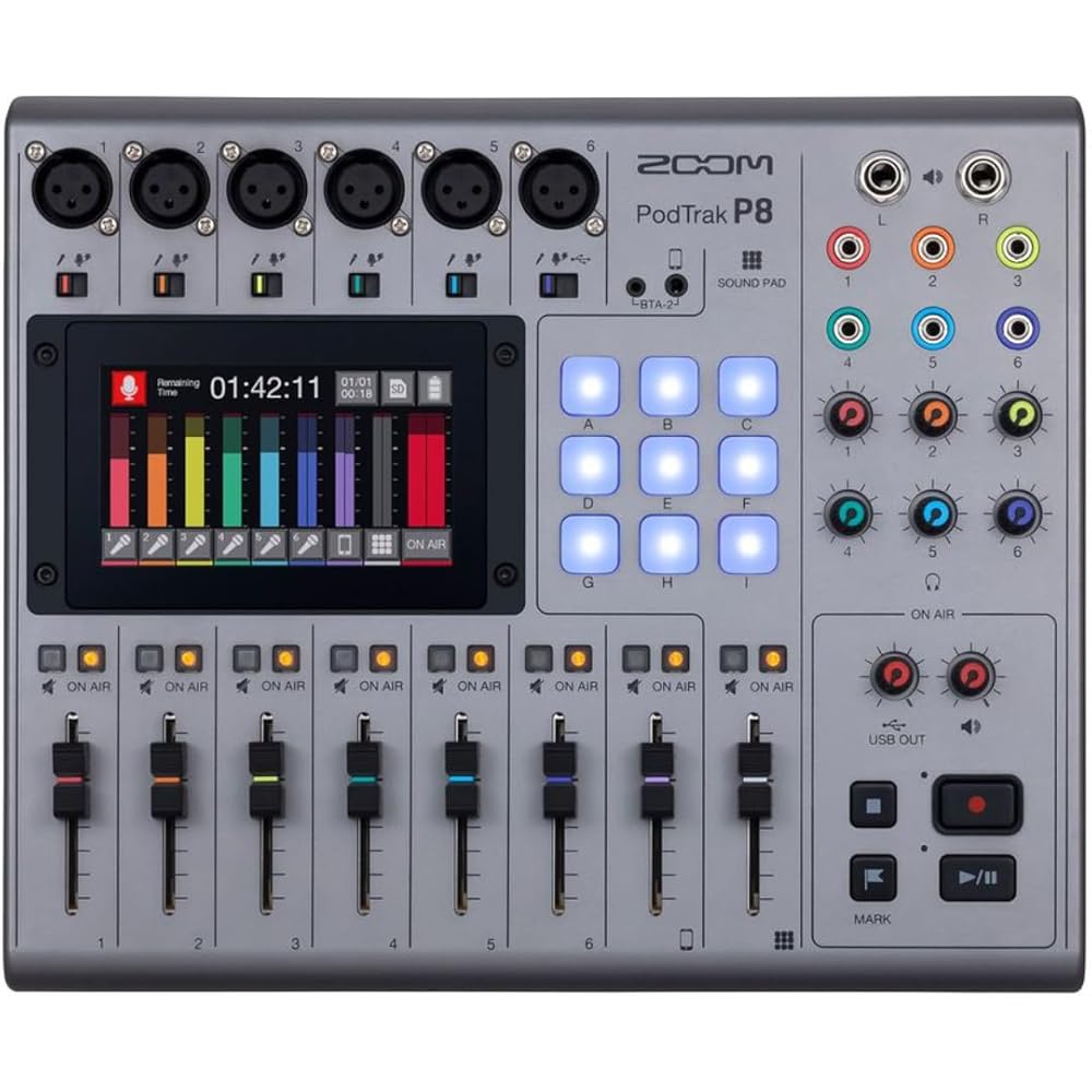 Zoom Zoom Podcast Recorder, MTR, 6 Channel Input, P8, Touch Panel Operation, Mix/Edit/Distributio...