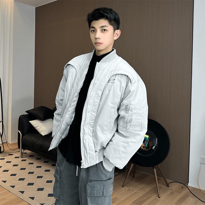 Men s Winter Thickened Pilot Cotton Baseball Jacket - Warm & Cleanfit Outerwear Extra Large серый
