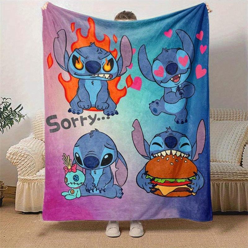 1pc Stitch Printing Blanket - Soft, All-Season Throw for Living Room, Beroom,Personalize Gift with Aorable Cartoon Esign