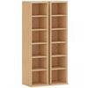 Set Of 2 CD Media Display Shelf Unit Tower Rack With Adjustable Shelves Natural