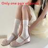 Spring Summer Ballet Style Hollow Out Tied Ribbon Stacking Socks For Girls And Teens