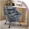 Lazy Chair, Relaxing Chair with Metal Frame and a Side Pocket, Simple Style Comfy Chairs for Bedrooms Living Room Balcon