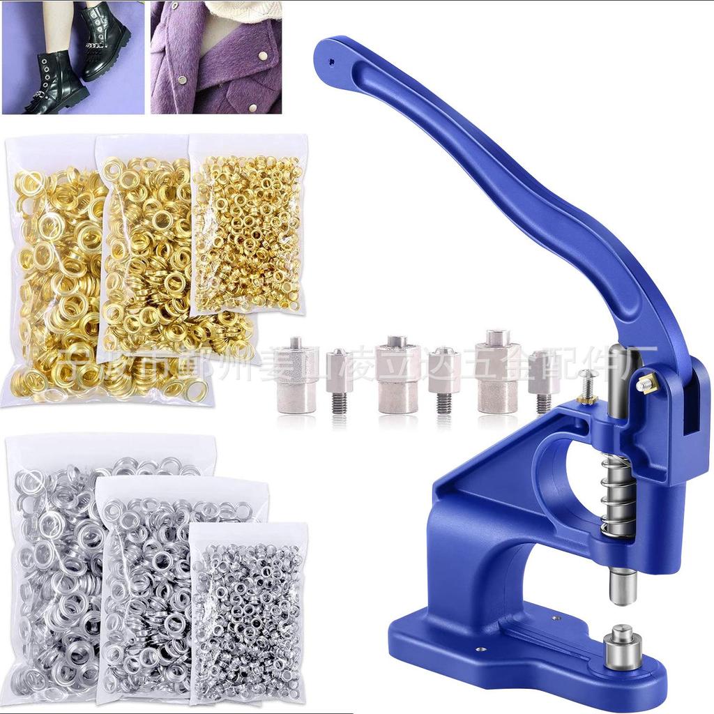 Golden Silver Eyelet Rivet Hand Press Machine Set