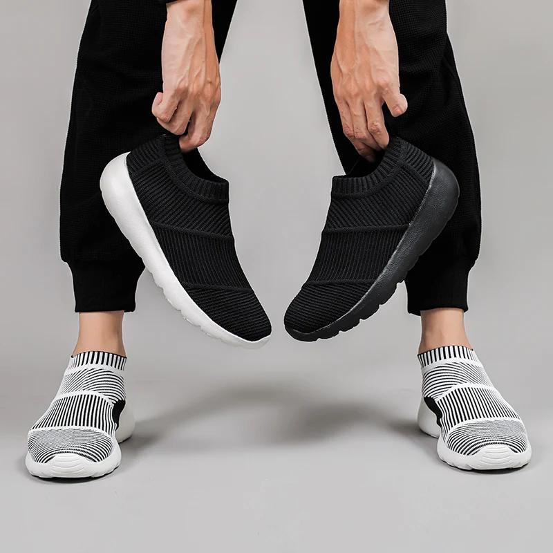 Women Men Sneakers Outdoor Breathable Running Shoes Mesh Sock Shoes for Dancing Padded Thickened Low Top Casual Shoes Size 35-45