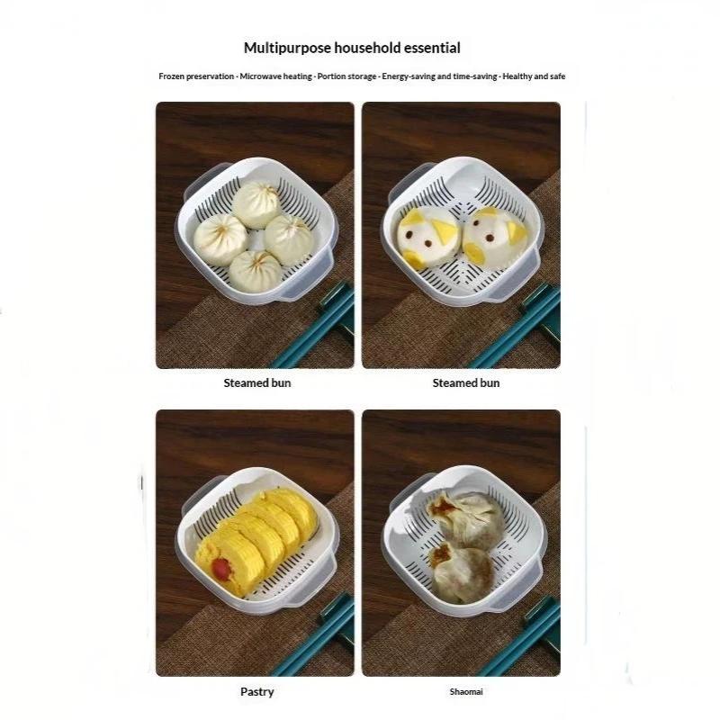 2/5Pcs Heated Microwave Rice Sub Packaging Fresh-Keeping Box Vegetable Fruit Separate Kitchen Storage Container