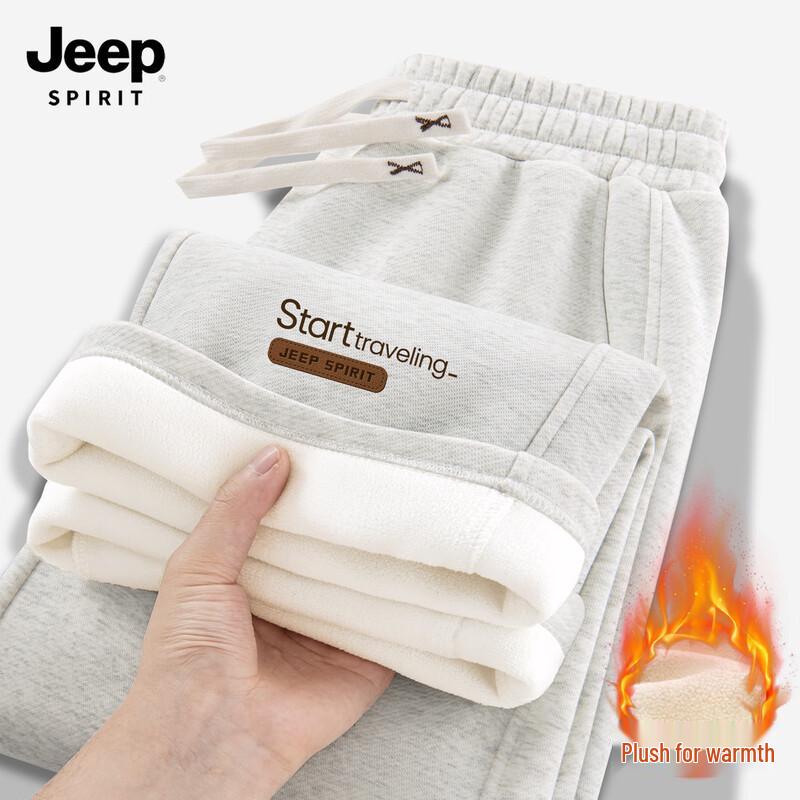 JEEP SPIRIT Men's Fleece-Lined Warm Casual Straight-Leg Pants