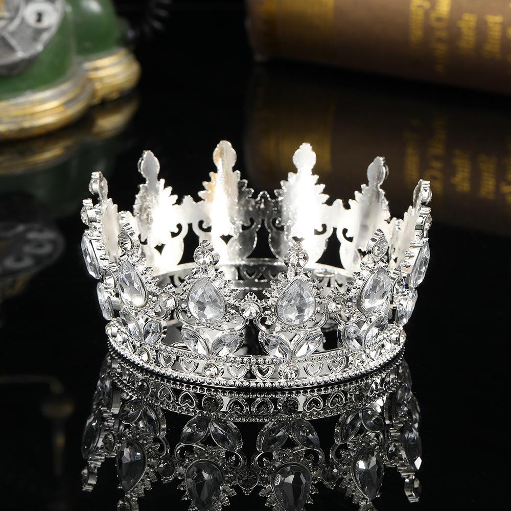 European and American Baroque Full Circle Crown Headwear Rhinestone Alloy Crown Hair Accessory