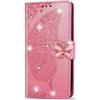 CCSmall for Samsung Galaxy A71 5G Wallet Case Bling for Women Girls, Floral Diamond Cute Butterfly PU Leather Flip Case Cover with Card Slot Holder