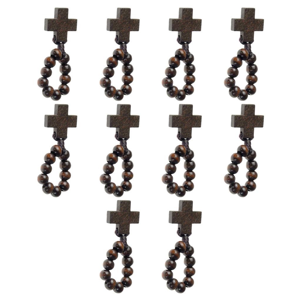 Classical Religious Finger Rosary Wood Beads with Crosses for Daily Wear or Gift for Spiritual Comfort Religious Gift