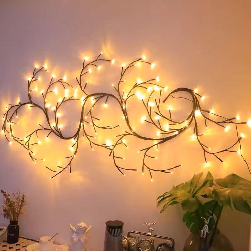 Tree Branch Lamp Bedroom Wall Decoration Willow Vine Tree Light Strip 8 Lighting Modes Diy Atmosphere Light Home Lighting