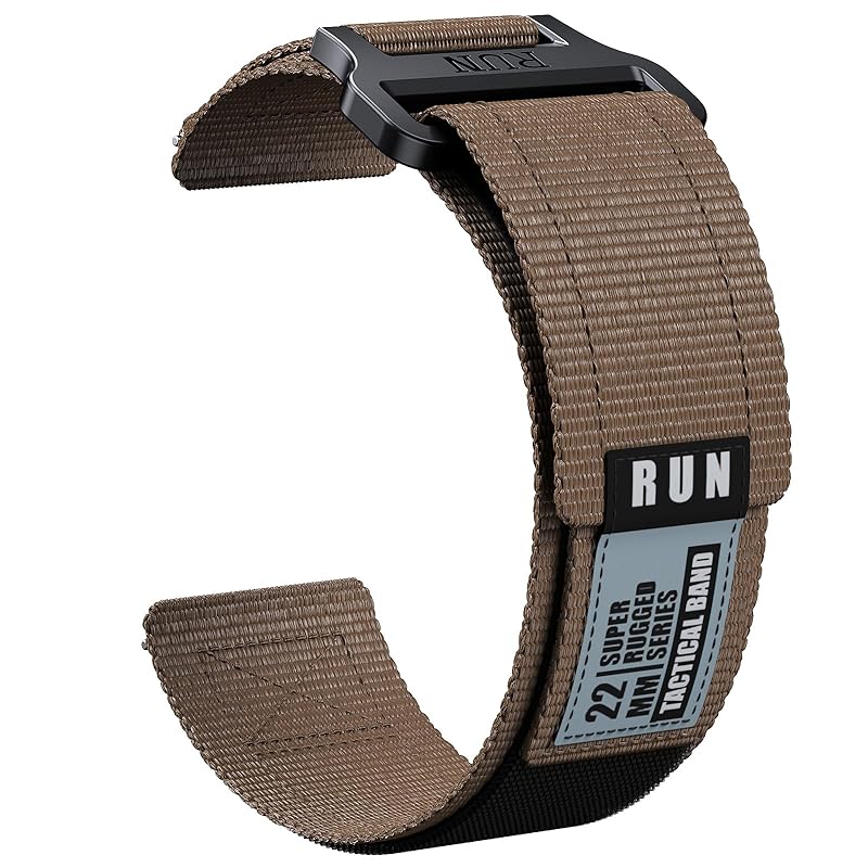

[SQHYWJ] Watch Strap Tactical Nylon Loop Watch Replacement Band 20mm 22mm (Brown 20mm)