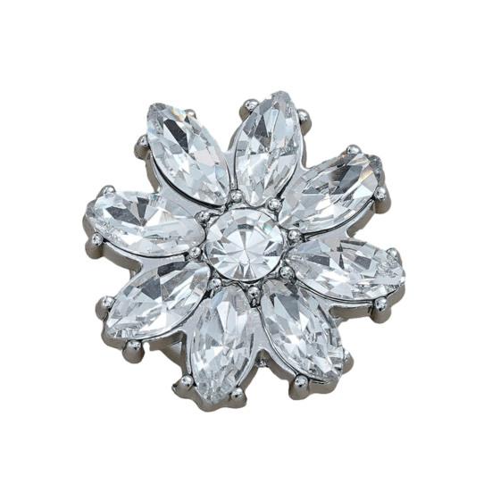 Rhinestone Button Cover Removable Clip-on Button Cover Decorative Flower Button Cover for Shirt Blazer Coat Wedding Accessories