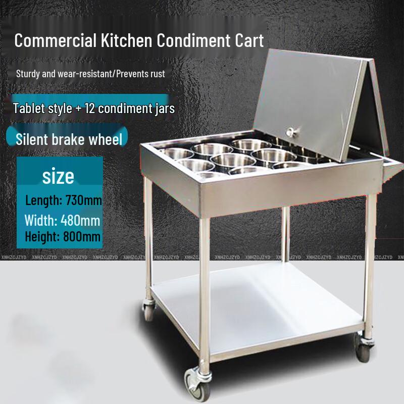 

YunChu Stainless Steel Kitchen Spice Cart with 12 Jars