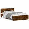 VidaXL Bed Frame with Headboard and LED Smoked Oak 140x190 Cm 3207627
