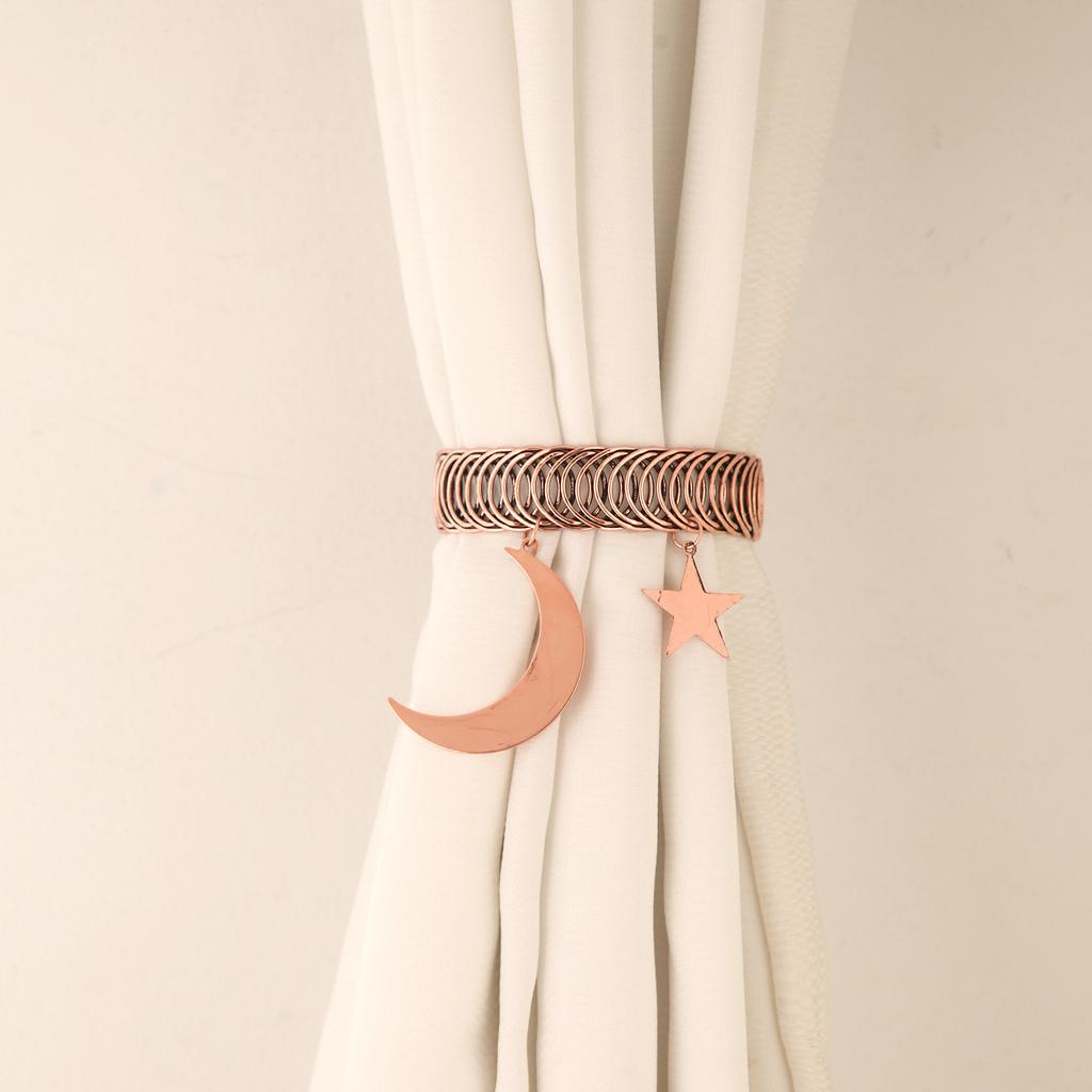 1Pc Simple Curtain Buckle Star Moon Spring Ring Curtain Strap Perforated Curtain Buckle
